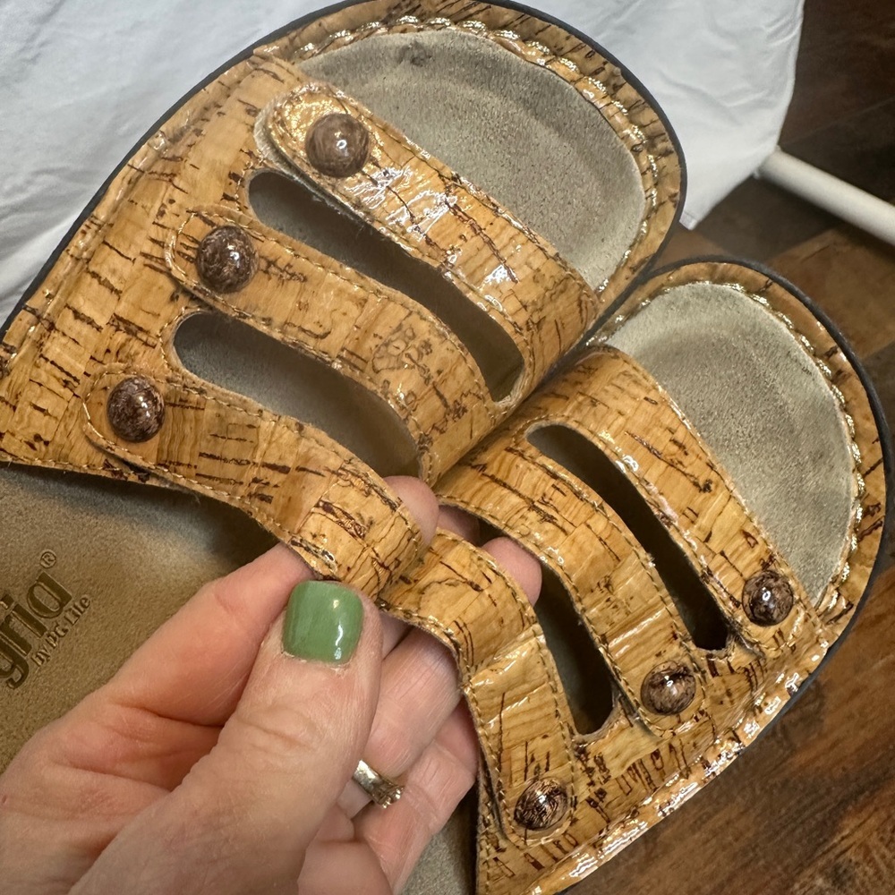 Alegria Fiona Tan Cork Look Comfort Slide Sandals F10-418 Women's EUR 37 - Picture 5 of 10